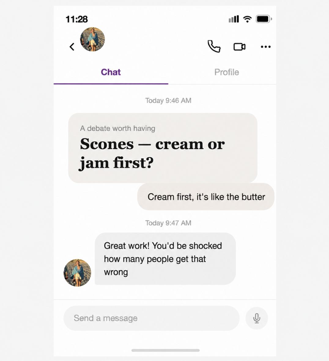 The Hinge chat