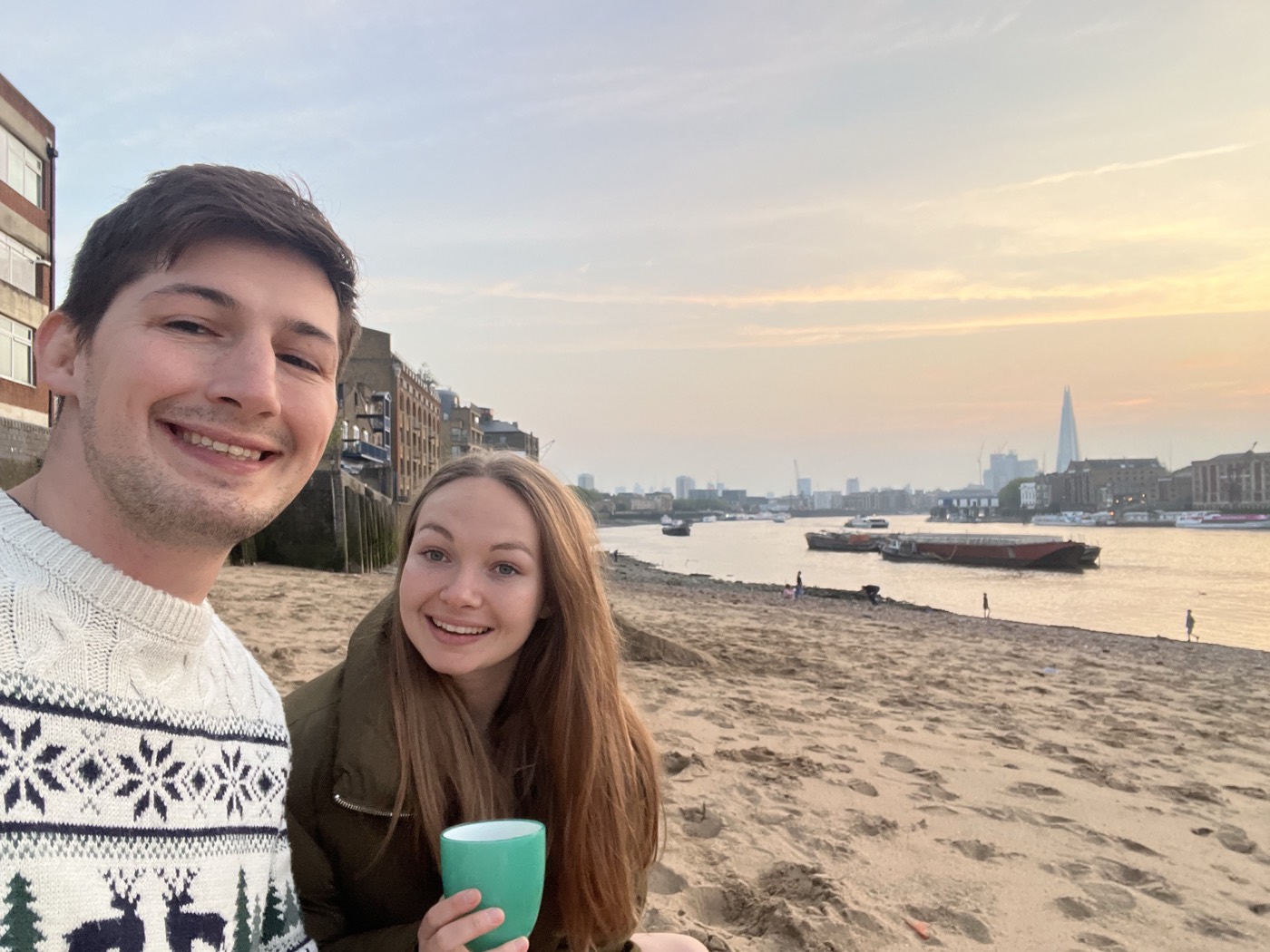 Thames beach at sunset
